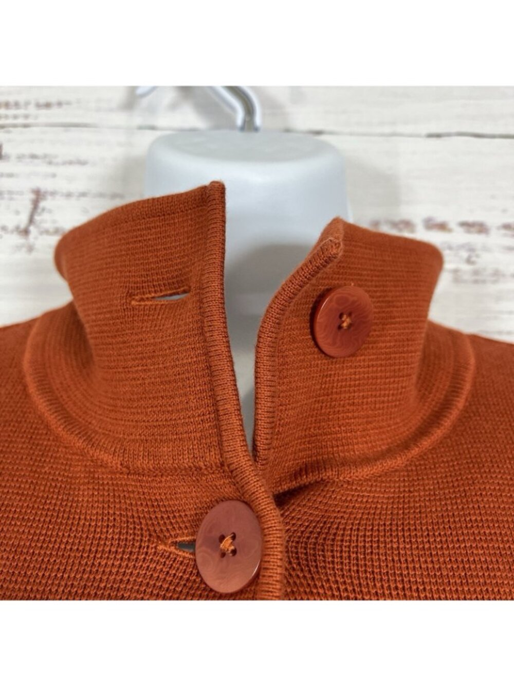Talbots Orange Button Front Long Sleeve Cardigan Sweater - Picture 3 of 13